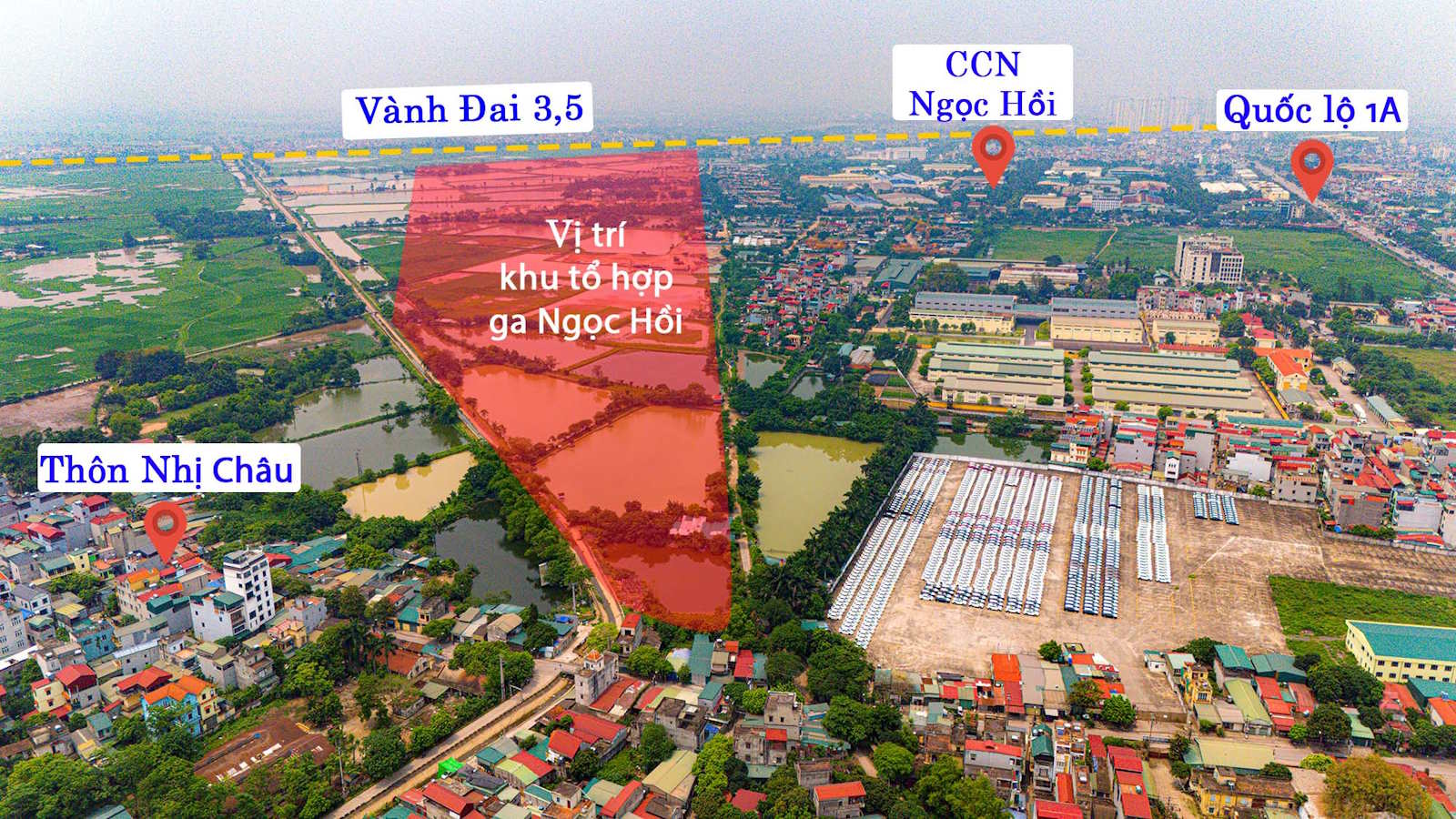 Vị trí xây dựng thực tế Ga Ngọc Hồi